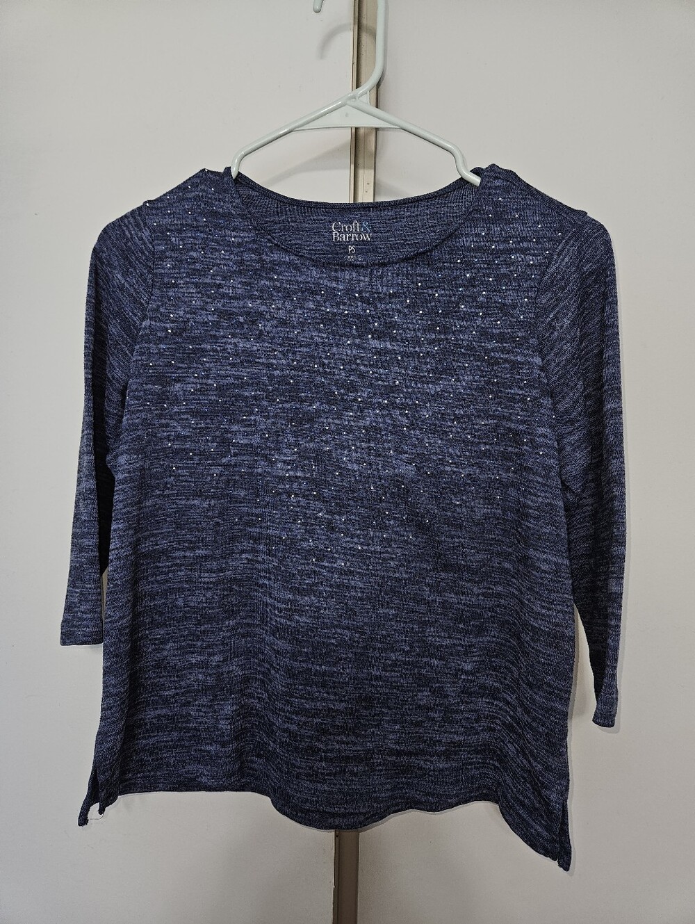 croft & barrow Navy Sparkle 3/4 Sleeve Top